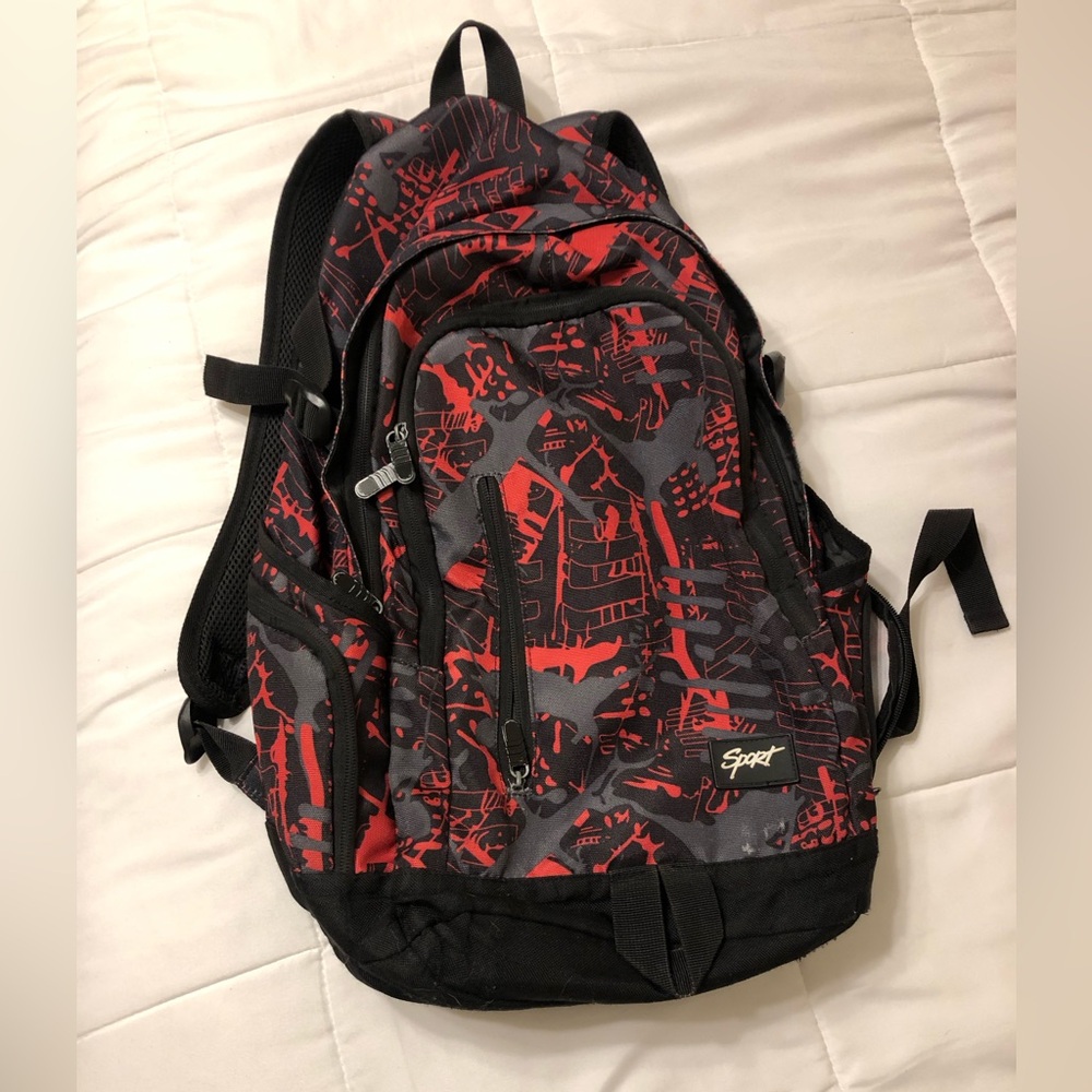 Sport Red and Black Graphic Pack with Front Zipper Pockets